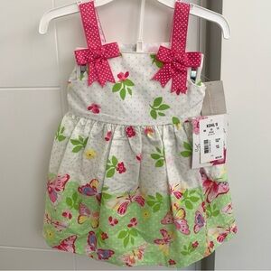 New 2 Pc 12M Jessica Ann Pink Butterfly Dress Bow Bloomer Included